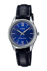 Casio Standard นาฬิกาข้อมือผู้หญิง สายหนังแท้ รุ่น LTP-V005L, LTP-V005L-2B,LTP-V005L-2BUDF - สีน้ำเงิน