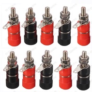 10 ชิ้น บานานาปลั๊กตัวเมีย (Banana Socket) ไบดิ้งโพส (Binding Post) ขนาด 4 มิลลิเมตร 10pcs 4mm Banana Socket Nickel Plated Binding Post Nut Banana Plug Jack Connector Red + Black