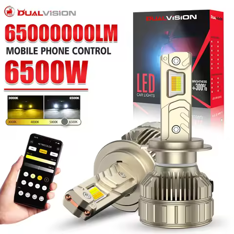 Dualvision H7 LED Headlight AI Bluetooth APP Control Color H4 LED H8 H9 H11 9005 HB3 9006 HB4 H1 Aut