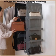 6/8 Pocket Folding Hanging Handbag for Wardrobe Closet Transparent Storage Bag Door Wall Sundry Shoe