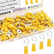 Yellow-Covered Round Head Fishtail For Wires 4-6 Sqmm. (12-10 AWG) 45A Used With M5 Nuts Plug Connec