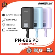 [3C CERTIFIED] Pineng PN-896PD (20000mAh) PD 22.5W, Built in Dual-Cable, Digital Display, fast-charg