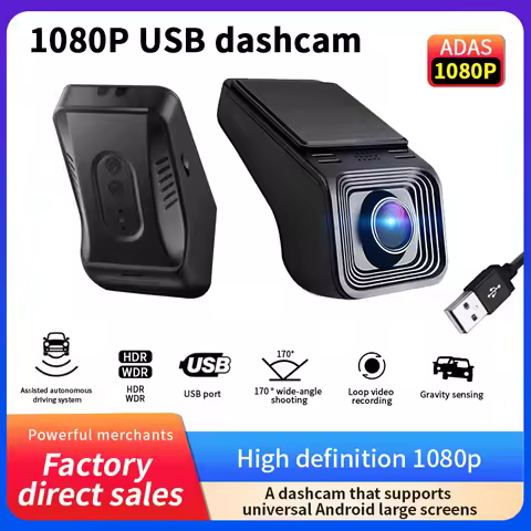 ADAS USB Car DVR Dash Cam 1080P HD for Android Navigation 170° Wide Angle ADAS Intelligent Assistanc