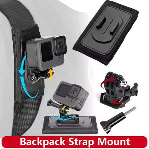 Backpack Strap Mount Rotatable Quick Release Base for GoPro 13 12 11 10 SJCAM AKASO Insta360 DJI Osm