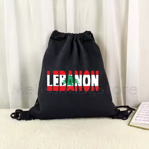 Love Beirut Lebanese Lebanon Flag Roots Arabic Cute Gifts Girl Canvas Drawstring Bags Soccer Backpac