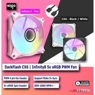 AiGO DarkFlash CX6 | Infinity 8 - Pink | Balck | White color PWM aRGB Fan 12cm infinity8 cooling fan