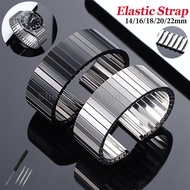 Elastic Stainless Steel Watch Strap 14 16 18 20 22mm Silver Black Metal Stretch Expansion Watchband 