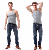Blue Corner Men's Sando Comfort Wear Heather White for Adult