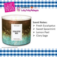 🔥In Stock🔥 | 💯% Authentic | ✨Lowest Price✨ Bath And Body Works Eucalyptus Mint 3-Wick Candle (411 g)
