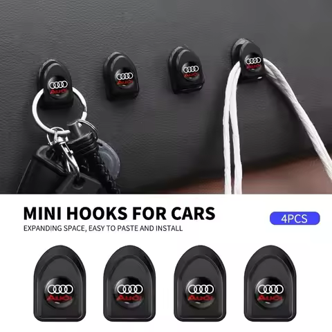 Car Logo Mini Hook Interior Accessories Self Adhesive Storage Hook For Audi A4 B5 B6 A3 8P 8V 8L A5 