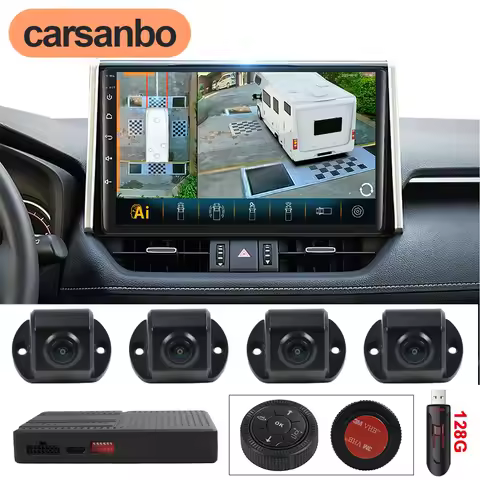 Carsanbo 3D Around View 360 Car Camera Panoramic Image System DVR Record Parking 4 Cameras 10.25in M