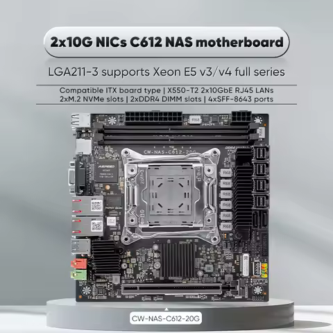 Topton ITX Server Motherboard C612 Chipset Support Xeon E5 V4 Dual 10G NIC 10×SATA 4×NVMe PCIe X16 S