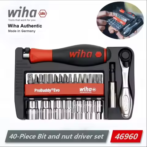 WIHA 46960 ProBuddy® Evo 1/4" 40-Piece Ratchet Bit & Nut Driver Set – Precision Repair Tool Kit for 