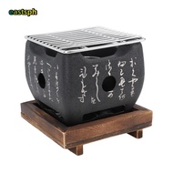 EASTSPH Japanese Charcoal Grill, Cast Metal Black Hibachi Grill, Professional Non Stick Fast Heating