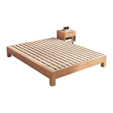 Solid wood simple Japanese tatami bed double bed 1.5m hotel homestay hotel furniture no bedside bed 