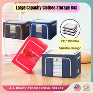 72L 100L Oxford Large Foldable Storage Box Steel Frame Box Clothes Organizer Clothes Storage Blanket