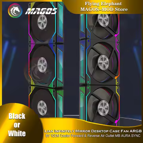PC Case Mirror RGB Fan Infinitely Vision Similar to Lian Li Fan 53CFM Silent Forward & Reverse 5V AS
