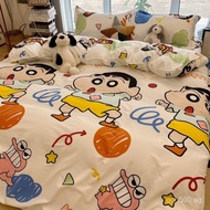 ins Single1.5Crayon Shin-chan Four-Piece Bedding Set, Three-Piece Student Duvet Cover, Cute Dormitor