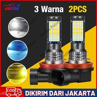 2PCS Lampu Mobil Foglamp Led H11 3 Warna Putih Kuning Biru Lampu Kabut LED Lampu Mobil LED Bulb