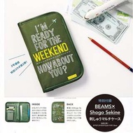 日本雜誌 SPRiNG 附贈BEAMS刺繡多功能收納夾 收納包 收納袋 護照包 護照夾 小物包