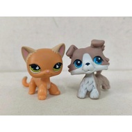 2pcs/lot Littlest Pet Shop Figure LPS Orange Cat Grey Dog #790#67 Kid Toy