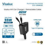 Visalux Rush 4in1 Car Charger + Retractable Cable 55W Turbo Fast Charging - Car Vehicle Plug Cable C