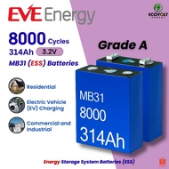 [Original] EVE MB31 314Ah LiFePO4 Battery Cell 3.2V Grade A For 12V 24V 48V Solar / ESS + Screws & B