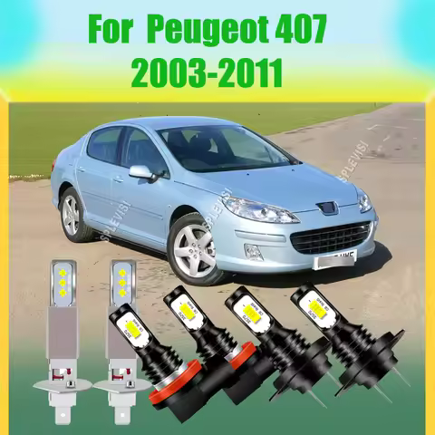 H1 H7 711 12v 24v 6000k White LED Headlamp Fog Light Fanless Design For Peugeot 407 2003 2004 2005 2