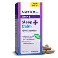 Sleep+ Calm Melatonin 6mg With Ashwagandha, L-Theanine and Lemon Balm, Dietary Supplement for Restfu