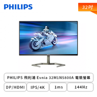 【32型】PHILIPS 飛利浦 Evnia 32M1N5800A 電競螢幕 (DP/HDMI/IPS/4K/1ms/144Hz/G-SYNC/HDR400/內建喇叭/三年保固)