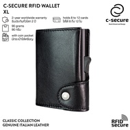 C-SECURE [พร้อมส่ง] กระเป๋าใส่บัตร กระเป๋าสตางค์ กระเป๋าใส่การ์ด RFID รุ่นหนังวัวแท้ ขนาด XL พร้อมช่