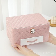 Three-Layer Ear Band Box Multifunctional Earring Version Cross Korean Storage Box Lock Jewelry Mirro