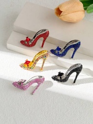 1入蝴蝶針 鞋子造型鞋釦,亞鐵建材&amp;鑽石飾面,適合女性服裝、夾克等