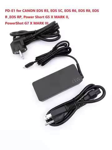 65W PD TYPE-C USB-C AC Power Adapter PD-E1 for Canon EOS R8 R6 R5 R5C RP G5 X Mark II G7 X Mark III 