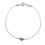 成色極佳☆TIFFANY&Co. Tiffany Elsa Peretti 鑽石手鍊 925純銀 1顆鑽石 重量0.9克 女士