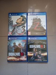 ps4 game 人中之龍3 桐生一馬 sega wwz world war z 地球末日戰   re2 生化危機 2 biohazard 2 re3 生化危機3 biohazard 3 capcom