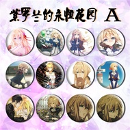 12pcsset 58MM Violet Evergarden Violet Evergarden Hawkins Benedict Blue Badge Brooch Backpack Pins R