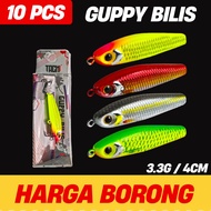10pcs Minnow Umpan TACHI Guppy Bilis Sinking 4cm/3.3g Killer Fishing Lure Bait Casting Sebarau PB Ke