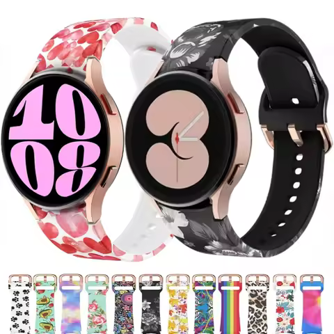 Printed Silicone Strap For Samsung Galaxy 4/5/6/7 40mm 44mm Pro 45mm No Gap Bracelet Watchband For W