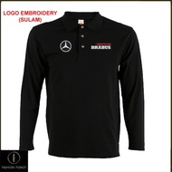 Cotton Lengan Panjang Long Sleeve collar T Shirt Logo Embroidery Sulam Mercedes Brabus AMG Design G6