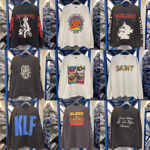 2025fw LS TEE Long Sleeves SAINT T Shirt Men Women Washed Heavy Fabric Tee Tops T-Shirts