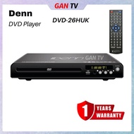 Denn DVD-26HUK DVD Player (HDMI/AV Output/Mic Input/USB/MP4/MP3/CD Ripping/Karaoke) GANTV