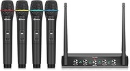 Debra Audio Pro UHF 4-Channel Wireless Microphone System, Cordless Handheld Lavalier Headset Microph