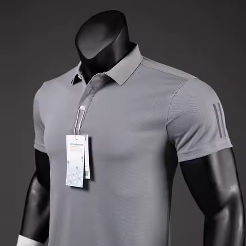 Polo Shirt Men Casual Solid Breathable Shirt Reflective Strip Sleeve Summer Sportswear Quick Dry Jer