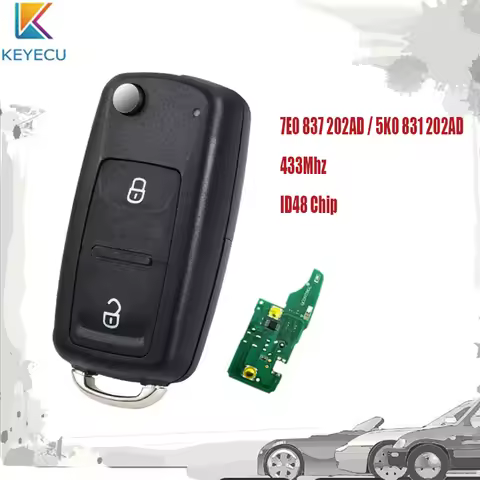 Keyecu 7E0 837 202 AD 7E0837202AD 434MHz ID48 Chip Flip Remote Car Key Fob or Volkswagen Amarok Tran