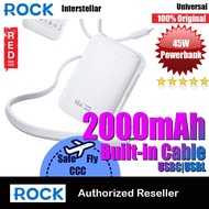 Rock CCC Certified Travel Powerbank with built in Cable 20000mAh