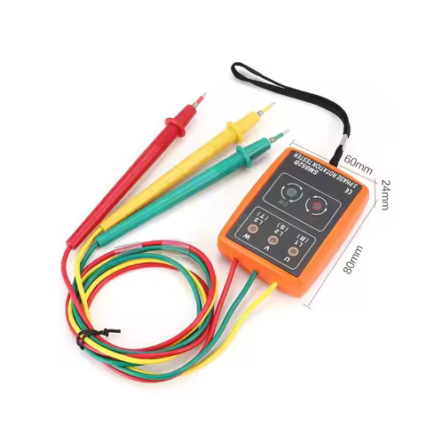 SM852B 3 Phase Rotation Tester Digital Phase Indicator Detector LED Buzzer Phase Sequence Meter Volt