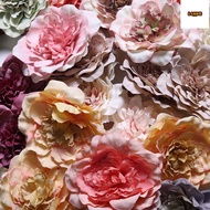 LONNGMY 5PCS Peony Flower Heads, Decorative Silk Flower Artificial Flower, Flower Heads Pink Purple 