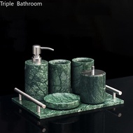 High-end Home Toiletries Light Luxury Marble Shampoo Bottle Toothbrush Holder Mouthwash Cup Bathroom Accessories Soap Dispenser
