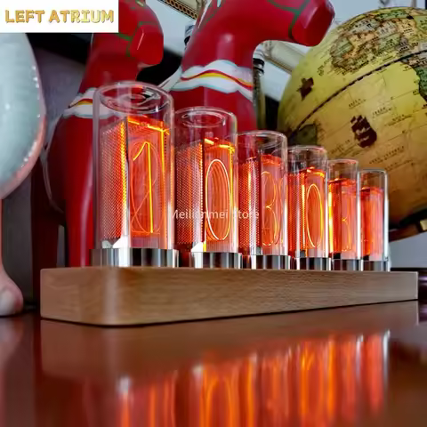 Luxury Wood Nixie Tube Clock Wood Led Digital Watch Table Glow Tube Clock Alarm Desktop Electronic C